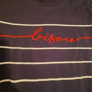 NWOT Yessica tee shirt, 100% cotton, very soft "Bisou" (kiss in French)